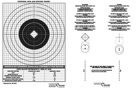 Universal Moa 25m Zeroing Target 2 Sided Card Stock 7221473 050