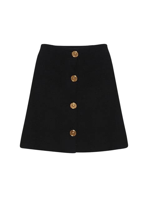 Versace Black Mini Skirt With Medusa Buttons Modesens