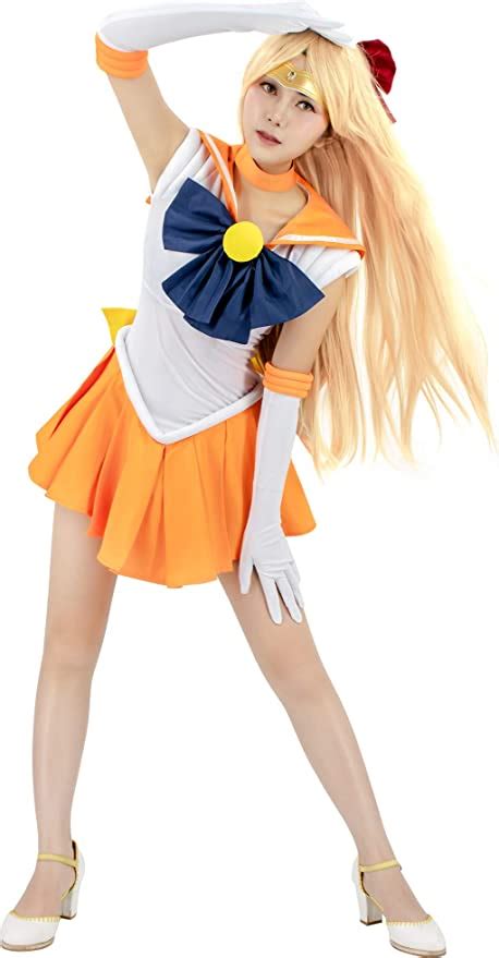 Amazon Com DAZCOS Adult US Size Sailor Venus Minako Aino Cosplay Costume X Large Orange
