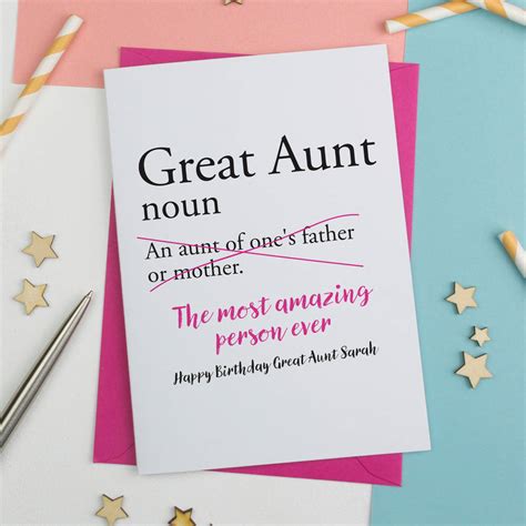 Great Aunty Great Auntie Or Great Aunt Birthday Card By A Is For