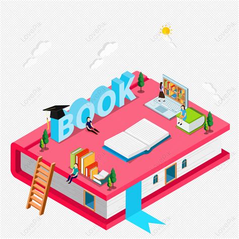 25d Hand Painted Cartoon Book Book Paint Ladders Book Free Png And