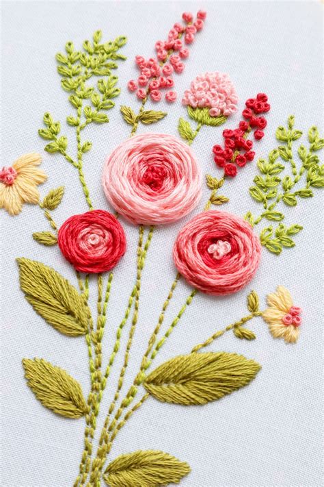 Floral Home Embroidery Hoop Art Embroidery Flowers Pattern
