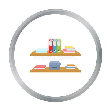 Office Shelves With File Folders Icon In Cartoon Style Isolated On