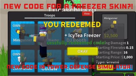 On the lower right corner of the troops menu is a spot that says enter code. New code in Tower Defense Simulator! (ROBLOX) - YouTube