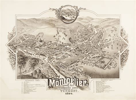 Montpelier The Capital Of Vermont Usa 1884 Old Maps Vintage World