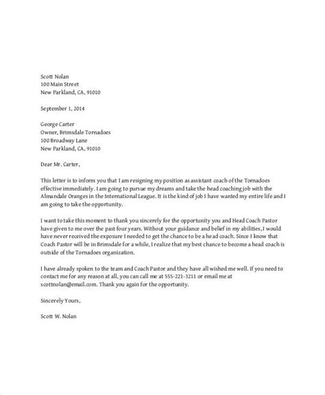 Coach Resignation Letter Samples And Templates Download With Regard To
