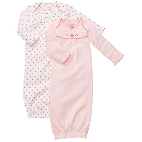 Carters Newborn Girls 2 Pk Sleeper Gowns Polka Dot