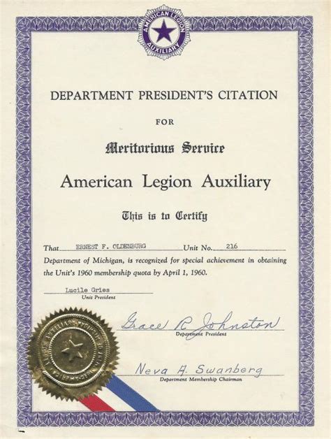 Auxiliary Unit 216 Awards The American Legion Centennial Celebration