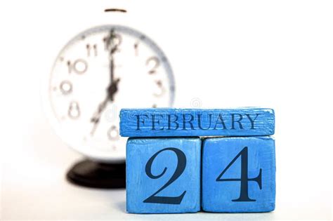 February 24th Day 24 Of Month Handmade Wood Calendar And Alarm Clock