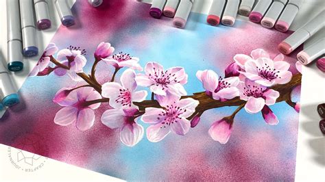 Copic Cherry Blossom Branch Part 2 Sandy Allnock