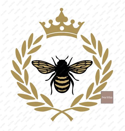Bee Svg Dxf Png Laurel Wreath Crown Queen Bee Design Clipart Etsy