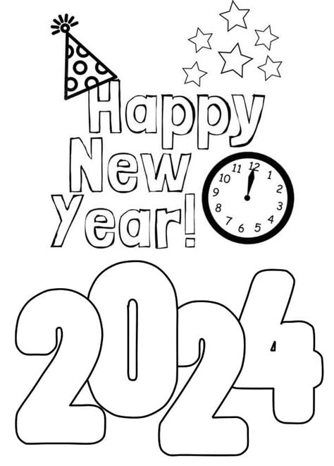 Print Happy New Year 2024 Coloring Page Download Print Or Color