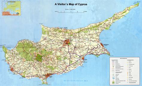 Harti cipru rutiere, geografice, atractii, hoteluri, satelit. Carte de Chypre | Arts et Voyages