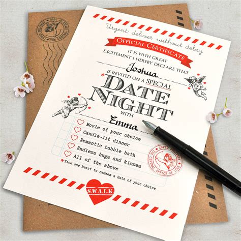 We found thoughtful gift ideas for your first valentine's day together from cool candles with romantic scents to unique virtual dates. Personalised Date Night Certificate By Eskimo Kiss Designs ...