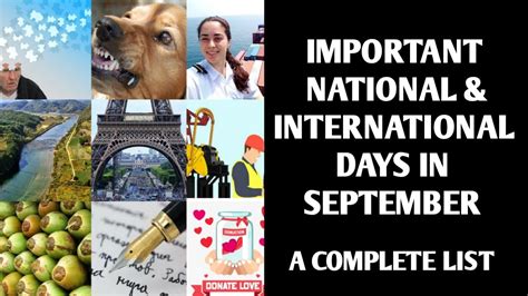 Important Days National And International Days September Study Prix