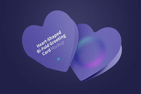 Heart Shaped Bi Fold Greeting Cards Psd Mockup Closed Original Mockups
