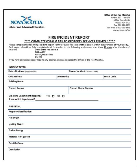 Free 7 Sample Fire Incident Reports In Pdf Ms Word