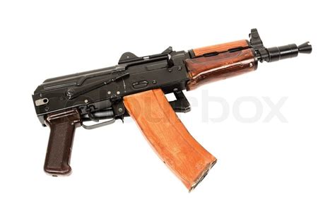Russian Automatic Rifle Aks 74u Isolated On The White Background