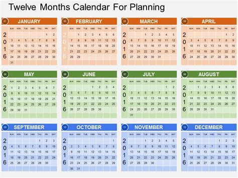 Hm Twelve Months Calendar For Planning Flat Powerpoint Design