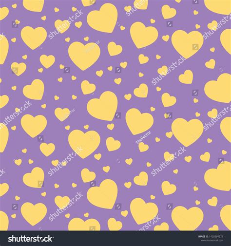 Purple Background On Yellow Heart Pattern Stock Vector Royalty Free