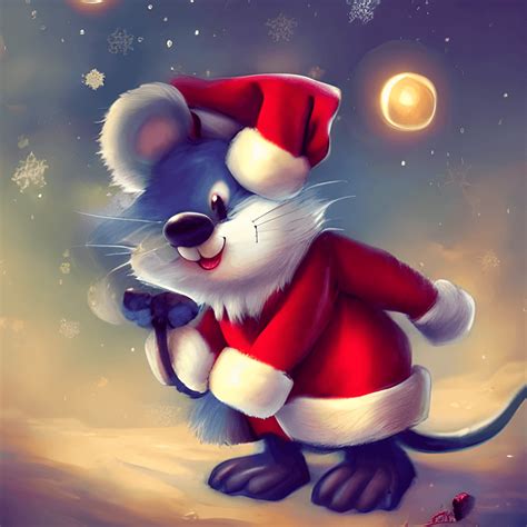 Cute And Adorable Cartoon Mouse With Santa Hat Portrait · Creative Fabrica