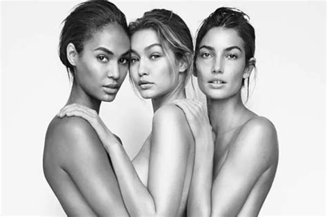 gigi hadid teases zayn malik as she strips naked with joan smalls and lily aldridge in