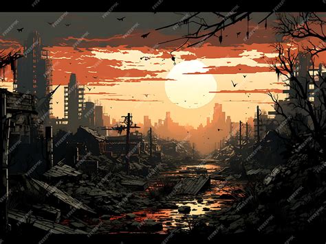 Premium Ai Image Apocalyptic Cityscape Witness The Aftermath Of A