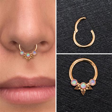 Thousands Of Products Opals Nose Ring Brass Septum Nose Hoop Ring Body Piercing Jewelry Nose