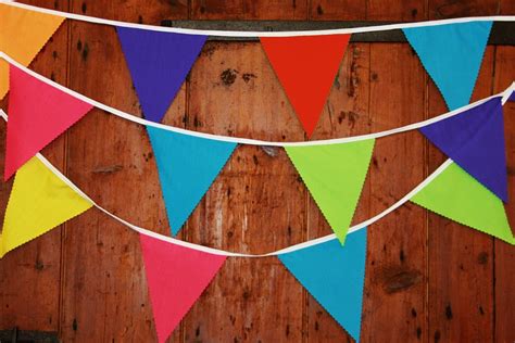 Brightly Coloured Fabric Bunting 34 Ft With 38 By Spoonangels