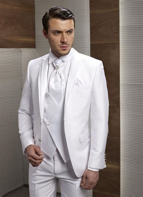 New Arrival White Wedding Suits For Men Grooms Notched Lapel Men