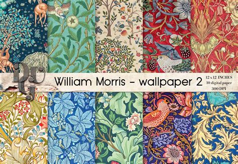 William Morris 2 Digital Paper Pack Art Nouveau Scrapbooking Etsy