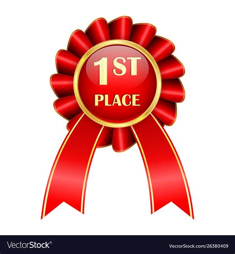 First Place Award Badge Round Ribbon Sign Vector Image