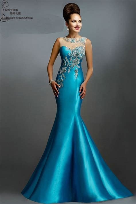 Long Evening Dress 2015 Me1391 Elegant Turquoise Mermaid Evening