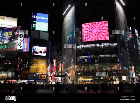 Shibuya Crossing At Night Tokyo Japan Asia Stock Photo Alamy