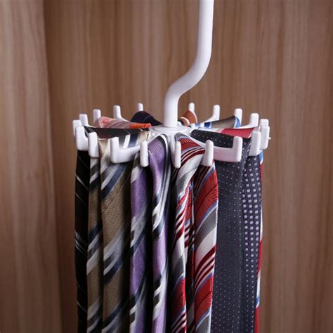 New Wardrobe Scarf Holder Rotating White Plastic Clothes Necktie Hanger