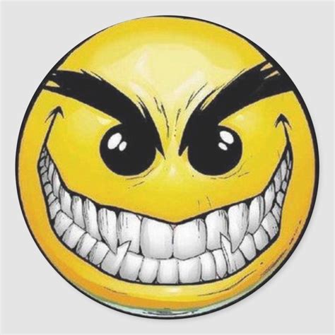 Evil Face Round Stickers In 2021 Smiley Face Images