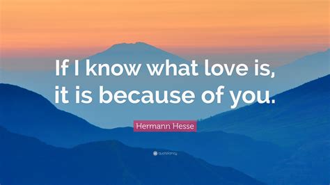 Hermann Hesse Quote If I Know What Love Is It Is Because Of You