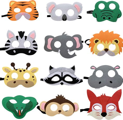 12 Máscaras De Fieltro Para Animales De Los Bosques Animales Del