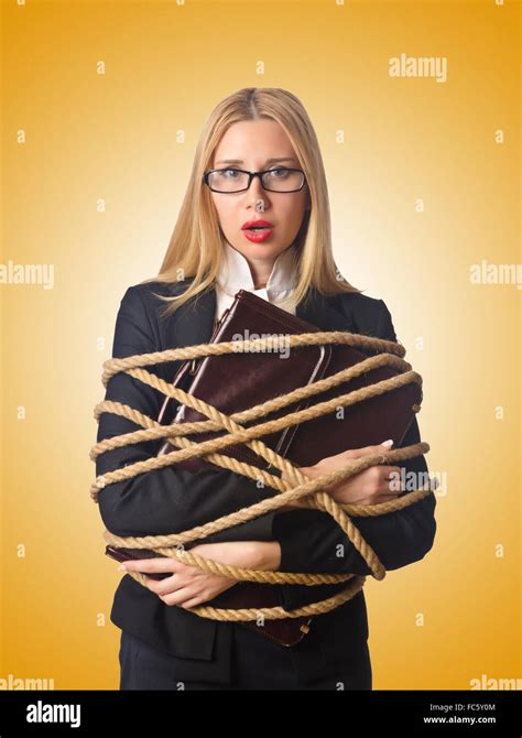 Businesswoman Tied Up Rope Isolated Hi Res Stock Photography And Images