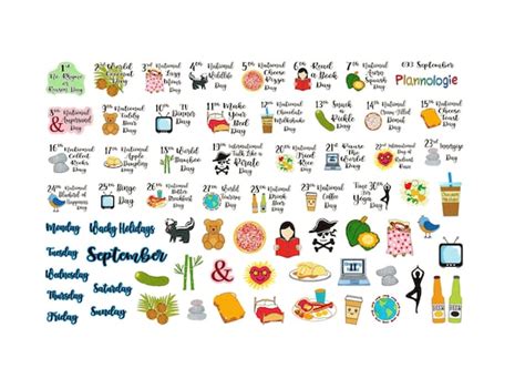 September Wacky Holidays Planner Stickers Calendar Stickers Etsy