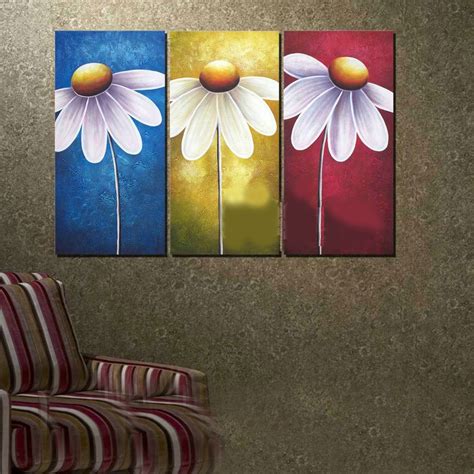 Hand Painted Abstract Oil Painting With Stretched Frame Set Of 3