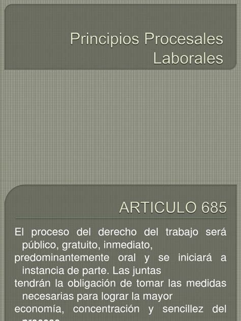 Principios Procesales Laborales Derecho Laboral Ley Procesal