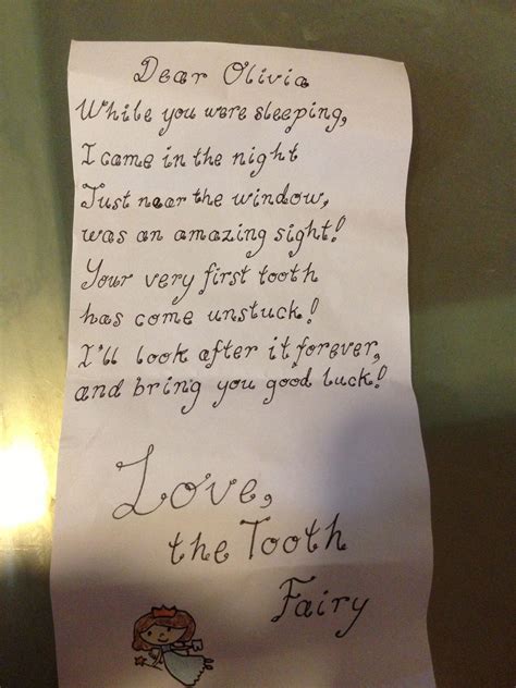 Tooth Fairy Letter Tooth Fairy Letter First Tooth Tooth Fairy