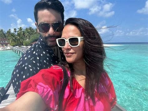 Heres To Holding You Closer Neha Dhupia Wishes Husband Angad On Their 5th Wedding