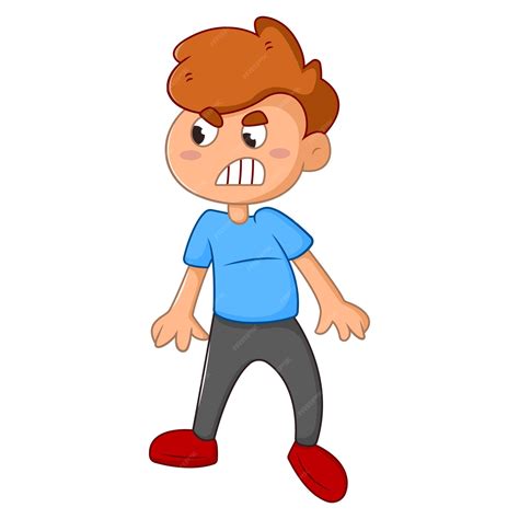 Premium Vector Vector Cartoon Illustration Of The Boy Is Angry