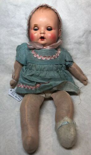 13” Antique Vintage Celluloid 1940s German Baby Doll W Cloth Body