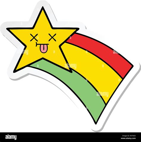 Sticker Of A Cute Cartoon Shooting Rainbow Star Stock Vector Image