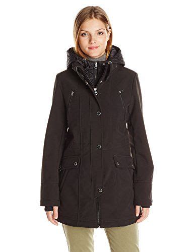 Nautica Womens Soft Shell With Quilted Bibhood Black S Continue To