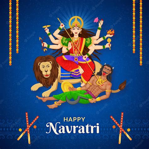Premium Vector Goddess Durga Killing Mahishasura Happy Navratri And Durga Puja Festival