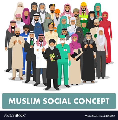 Social Concept Group Muslim Arabic People Vector Image